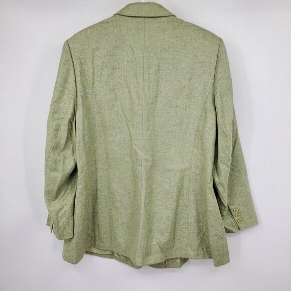 Lands' End Wool, Silk, Linen Blend Green Single Button Blazer Suit Jacket 18W - Picture 3 of 10